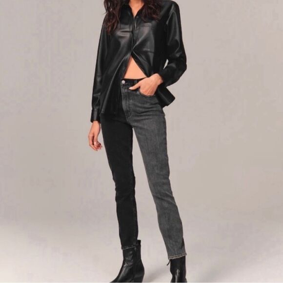Abercrombie & Fitch Curve Love Skinny High Rise Two Tone Gray Black- Size 2 (26) - Picture 2 of 9